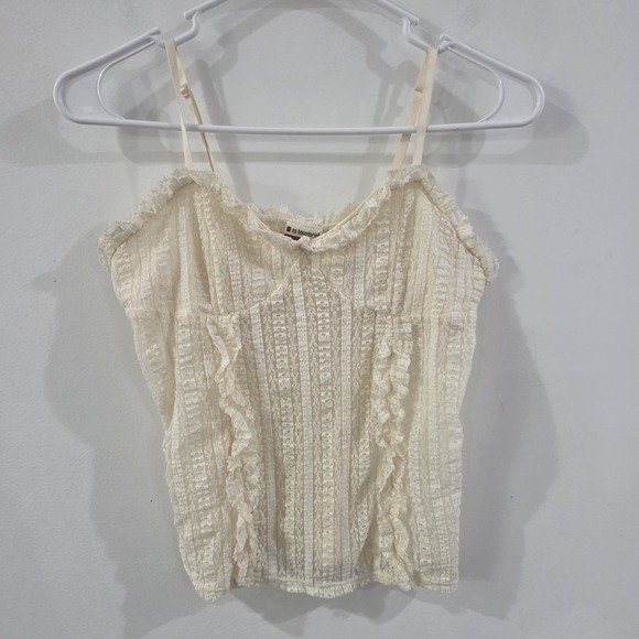 No Boundaries Tops - Vintage Y2K No Boundaries Womens Babydoll Lace Tank Top Size Large Ivory Fairy